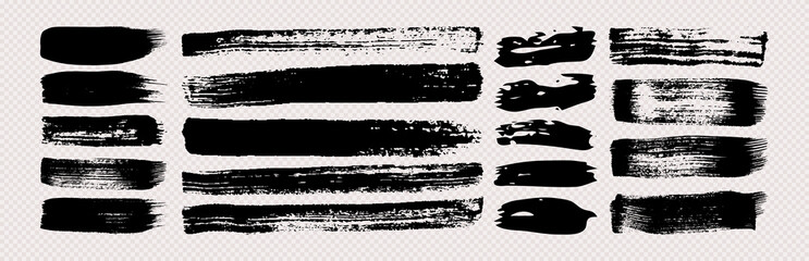 Set of black grunge brush strokes