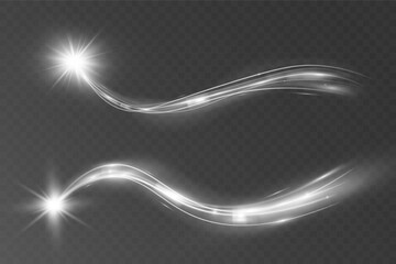 Light white wave and spotlight shine effect,glow line sparkle shine. Silver white wavy effects.
