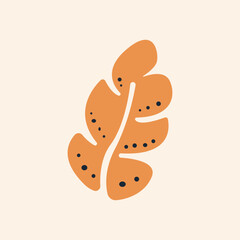 Orange Leaf Colourful Vector Flat Illustration. Perfect for different cards, textile, web sites, apps