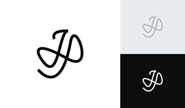 Handwritting signature letter JP initial logo design