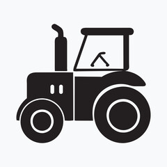 Tractor Icon vector silhouette black isolated white