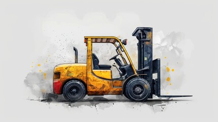 Vector icon of a forklift, minimalist design isolated on white, ideal for warehousing branding.