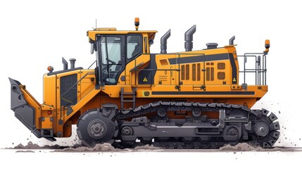 Fototapeta premium Vector icon of crawler loader, minimal design isolated on white, perfect for construction and earthmoving equipment.