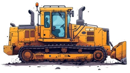 Obraz premium Vector icon of crawler loader, minimal design isolated on white, perfect for construction and earthmoving equipment.