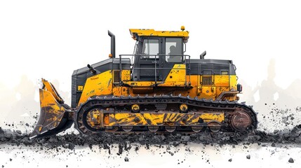 Obraz premium Vector icon of crawler loader, minimal design isolated on white, perfect for construction and earthmoving equipment.