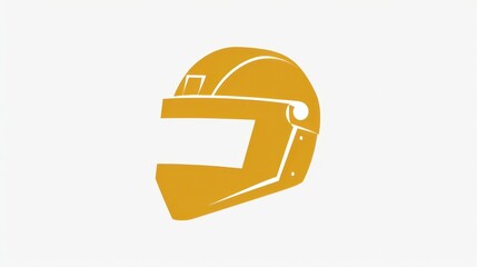 Simple yellow icon of welding helmet on white background. Perfect for welding and metal work themes.