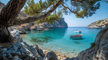 Beautiful beach views in Greece, Clean and beautiful, which in Generate AI