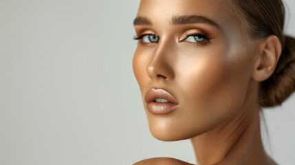 Naklejka premium Retrato de mujer joven con maquillaje perfecto