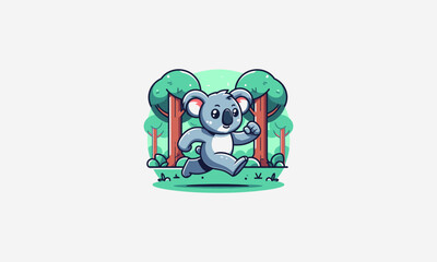 koala running on forest vector illustration flat design