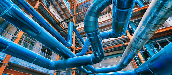 water pipe system in modern spacious building construction architectural detailed