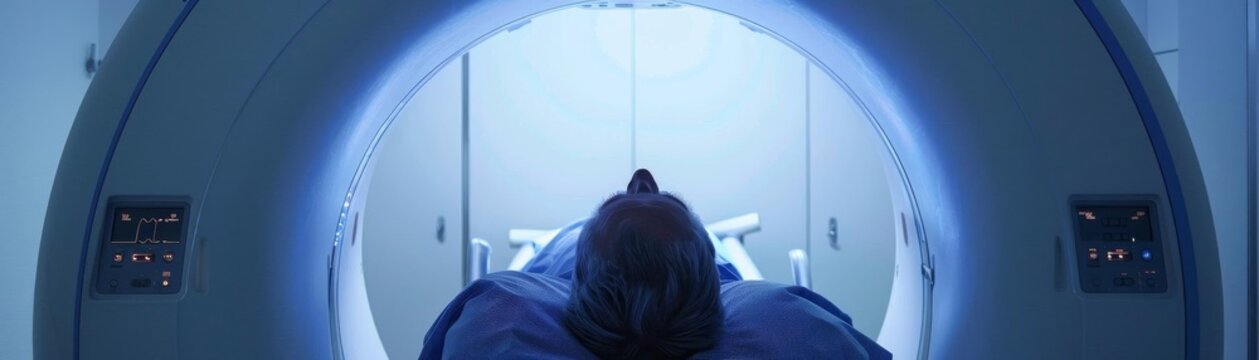 Patient undergoing a PET scan in a hospital, a critical step in staging and monitoring cancer progression