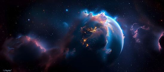 Obraz premium Galaxy, Nebula cloud and planet creation