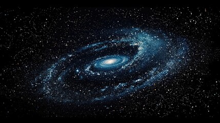 Obraz premium [flat 2d vector illustration of the galaxy, space style, made of stars, darker around edges, blacker background, darker background, no bloom, no glow, 