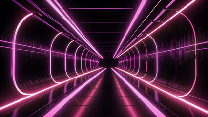 Fototapeta premium neon lights tunnel background with depth of field blur