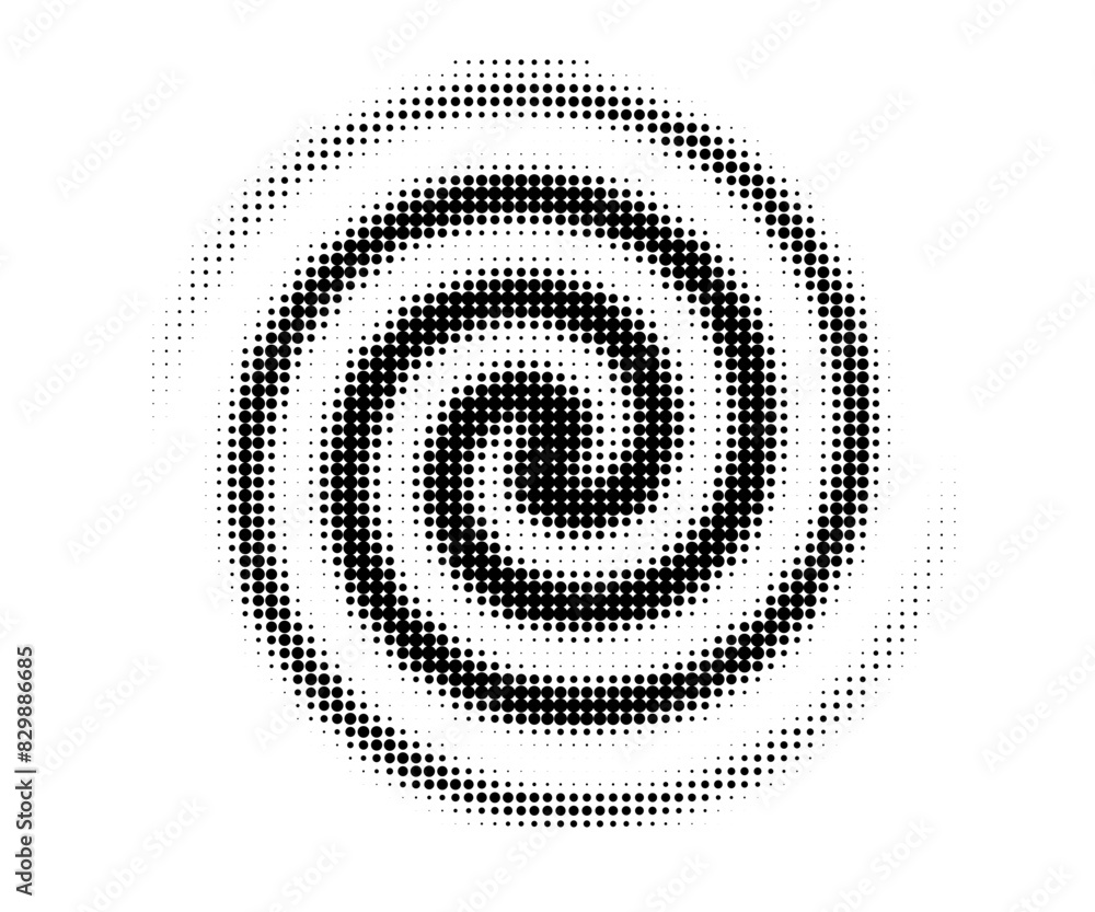 Poster twisting spiral with gradient blur and halftone texture. circular splash swirl. radial graphic vecto