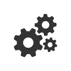 Settings vector icon. Black isolated outline icon of two cogwheels on white background.