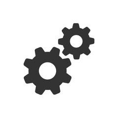 Settings vector icon. Black isolated outline icon of two cogwheels on white background.