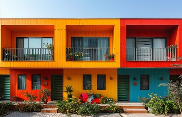 Colorful house facade for architectural themes created with Generative AI technology