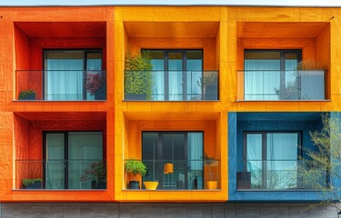 Colorful house facade for architectural themes created with Generative AI technology