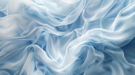 abstract blue white wavy smoke or fabric flow silk texture background 3d render