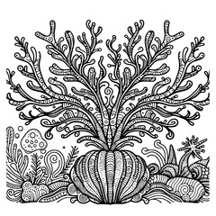 Ocean Plants SVG, Sea SVG, Seaweed SVG, Clam with pearl SVG, Coral SVG, Shell SVG, Ocean Plants Silhouette, Clipart, SVG, JPG, PNG