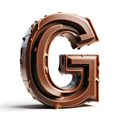 An illustrations of the letter ‘G’ made of chocolate, with white background.