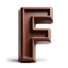 An illustrations of the letter ‘F’ made of chocolate, with white background.