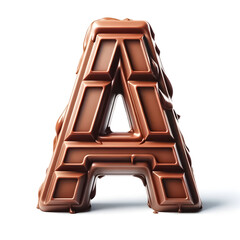 An illustrations of the letter ‘A’ made of chocolate, with white background.