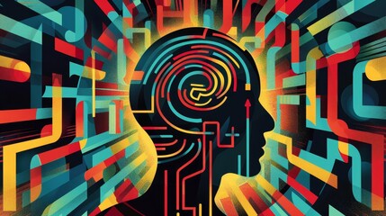 adhd mind maze vivid representation of focus distraction and brain functioning complex cognitive condition concept abstract digital illustration