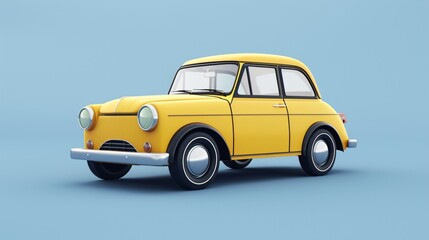 Obraz premium Yellow vintage car on blue background