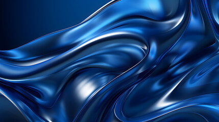 Blue curved abstract background. Generative AI.