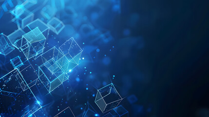 blue geometric shape abstract technology background. Generative AI.