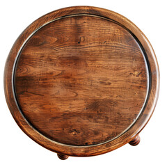 Vintage wooden barrel top with rich texture transparent background