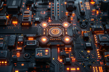Fototapeta premium Technology background, top view, 3d render