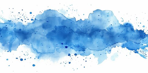 Obraz premium Abstract blue watercolor splash background, hand drawn ink brush texture for design