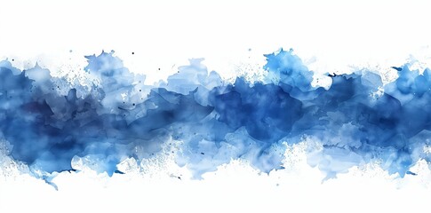 Abstract blue watercolor splatter background isolated on white background with outline outline