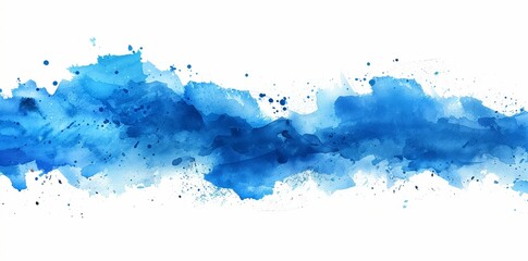 Obraz premium Abstract blue watercolor splatter background on white background, hand drawn watercolor paint strokes in brush paint style