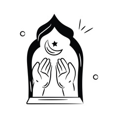 Get this creative praying hands doodle icon, ready to use vector