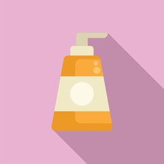 Flat vector illustration of a modern hand soap dispenser on a gradient pink background