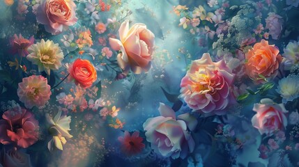 Romantic Delicate Colorful Flowers: A Magical Display of Romantic, Delicate, and Colorful Flowers Blooming in a Mesmerizing Symphony of Love and Beauty