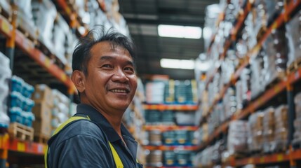 Warehouse Worker Man Dressed In Standard Work Clothing