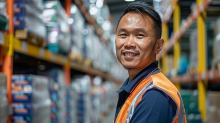 Man In Work Clothes Operating In Warehouse Setting