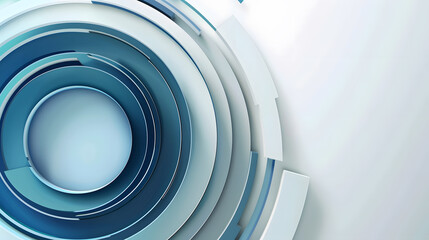 Blue white minimal round lines abstract futuristic tech background. Vector digital art banner design. Generative AI.