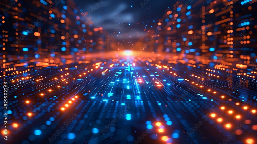 Poster dynamic abstract background with flowing digital lights, symbolizing data, speed, and connectivity