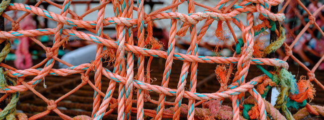 Close up of fishing nets at Apollo Bay, Victoria, Australia