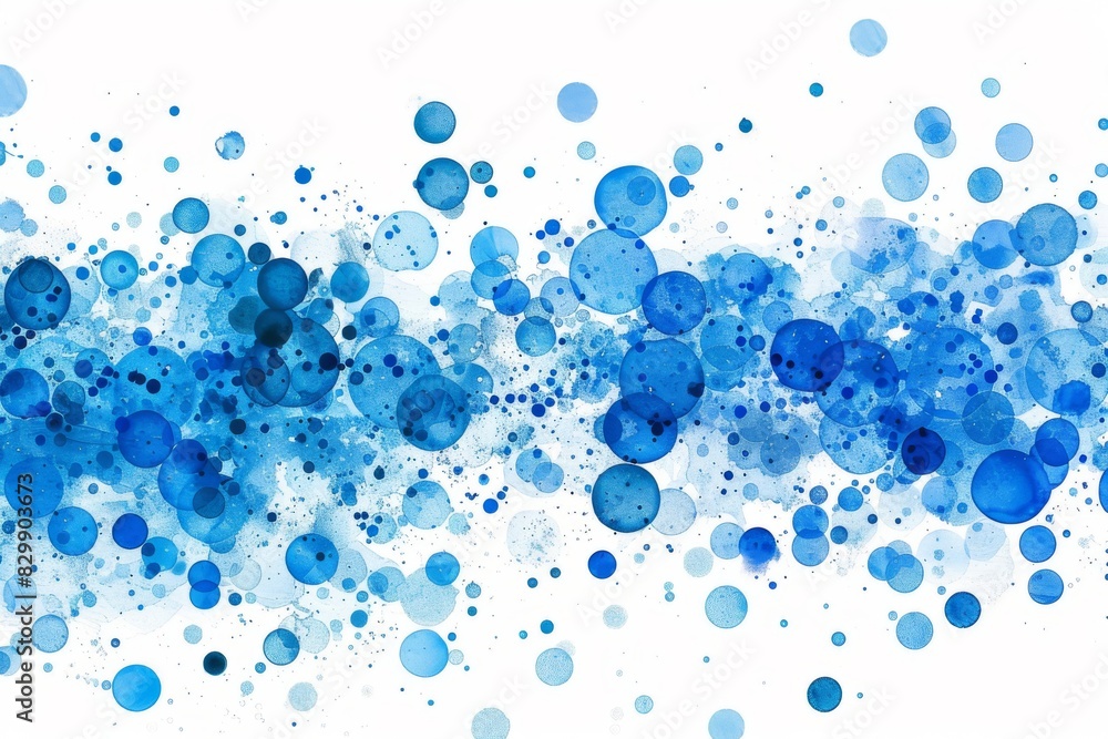 Poster digitally creating an image with deep blue shapes on a bright white backdrop