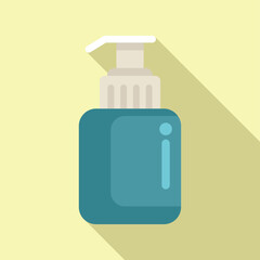 Flat design vector of a liquid soap dispenser with a pump, on a beige background