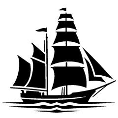 Silhouette of a boat sailing