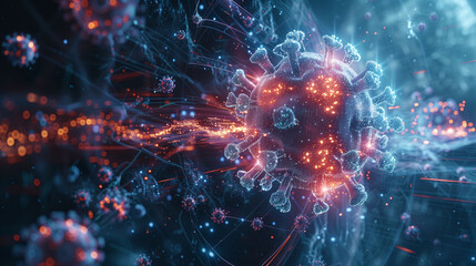 Fototapeta premium 3d abstract virus close up background