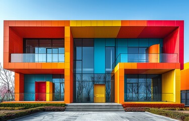 modern architecture concepts with colorful facades created with Generative AI technology